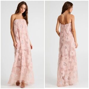 Helsi Margot Floral Embellished Maxi Dress Pink Pearl NWT